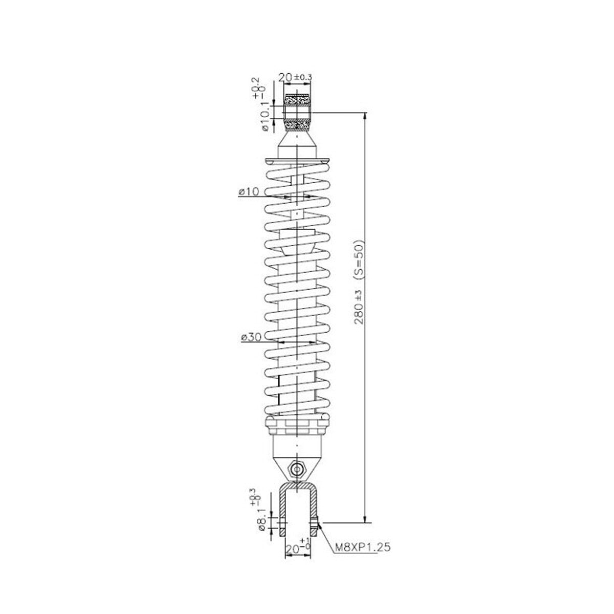 Forsa Performance Racing Shock - 280mm